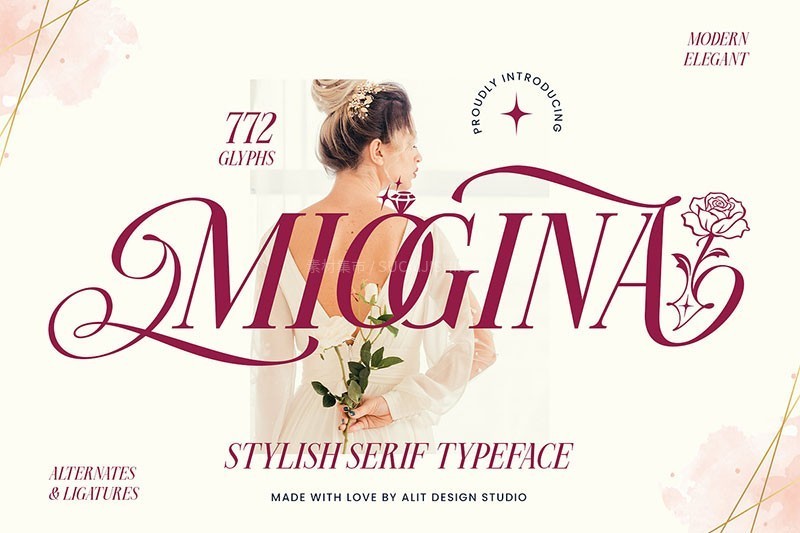 Miogina优雅的花体字英文字体